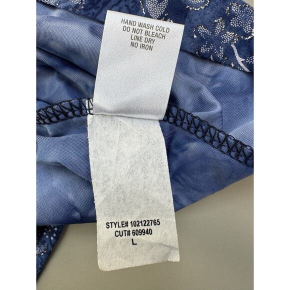 VTG Womens Y2K Ruffle Shimmer Top L Blue Tiered Fairy Whimsical Feminine Floral - Picture 10 of 13